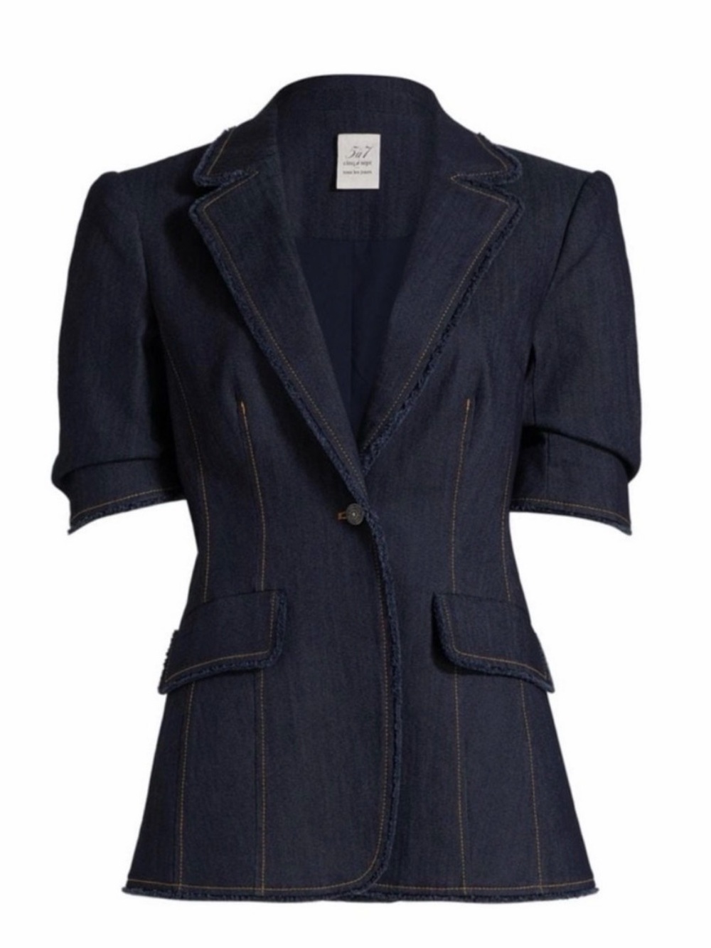 Cinq a Sept Sallie Indigo Short-Sleeve Denim Blazer